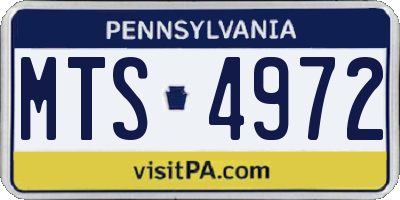 PA license plate MTS4972