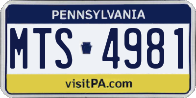 PA license plate MTS4981