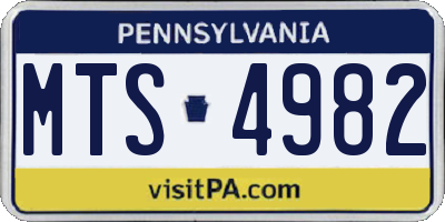 PA license plate MTS4982