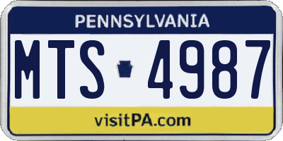 PA license plate MTS4987