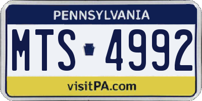PA license plate MTS4992