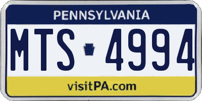 PA license plate MTS4994