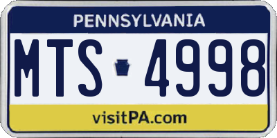 PA license plate MTS4998