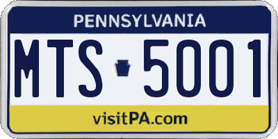 PA license plate MTS5001