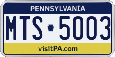 PA license plate MTS5003
