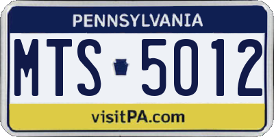 PA license plate MTS5012