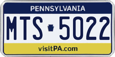 PA license plate MTS5022