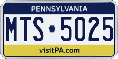 PA license plate MTS5025