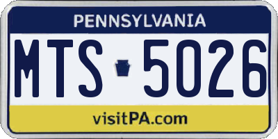 PA license plate MTS5026