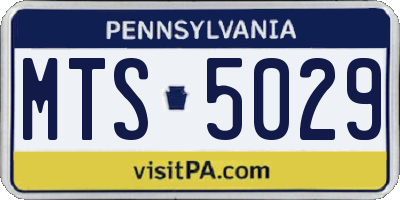 PA license plate MTS5029