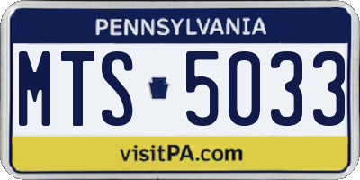 PA license plate MTS5033