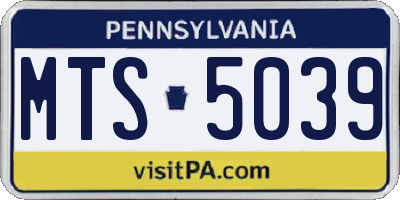 PA license plate MTS5039