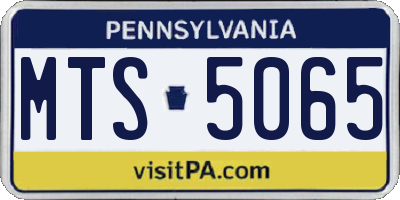 PA license plate MTS5065