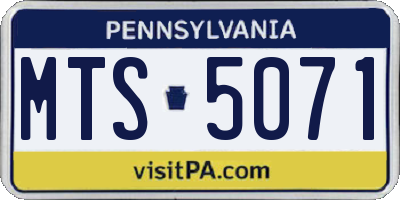 PA license plate MTS5071