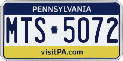 PA license plate MTS5072