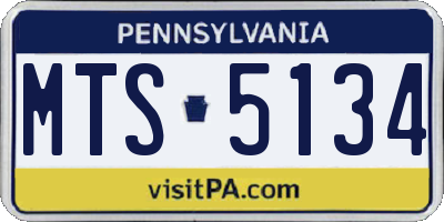 PA license plate MTS5134