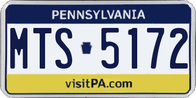 PA license plate MTS5172