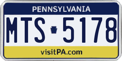PA license plate MTS5178