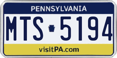 PA license plate MTS5194
