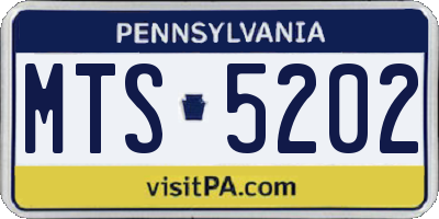 PA license plate MTS5202