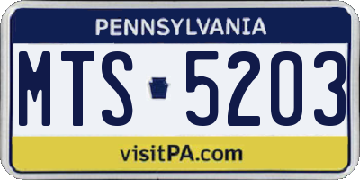 PA license plate MTS5203