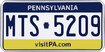PA license plate MTS5209