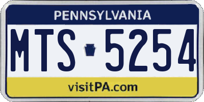 PA license plate MTS5254
