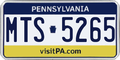 PA license plate MTS5265