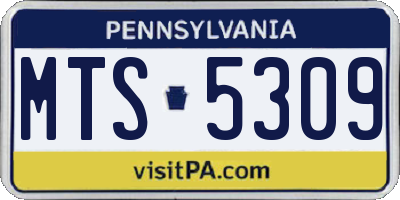 PA license plate MTS5309