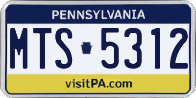 PA license plate MTS5312