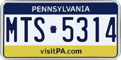 PA license plate MTS5314