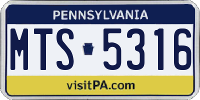 PA license plate MTS5316