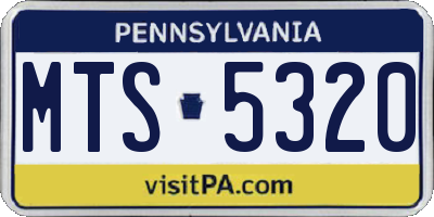 PA license plate MTS5320