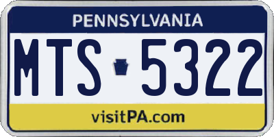 PA license plate MTS5322