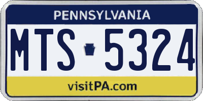 PA license plate MTS5324