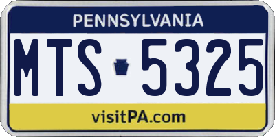 PA license plate MTS5325