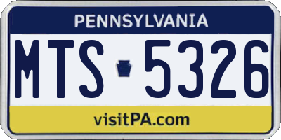 PA license plate MTS5326