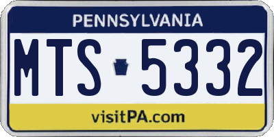 PA license plate MTS5332