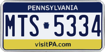 PA license plate MTS5334