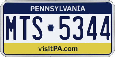 PA license plate MTS5344