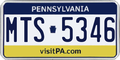 PA license plate MTS5346