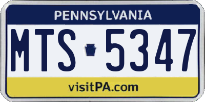 PA license plate MTS5347