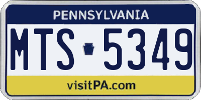 PA license plate MTS5349
