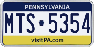 PA license plate MTS5354