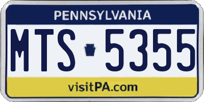 PA license plate MTS5355