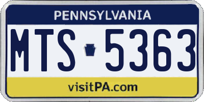 PA license plate MTS5363