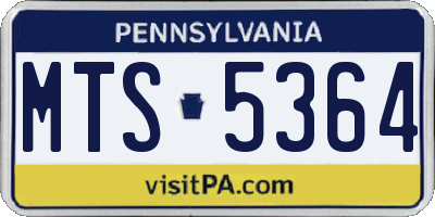 PA license plate MTS5364