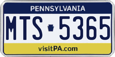 PA license plate MTS5365