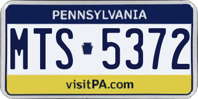 PA license plate MTS5372