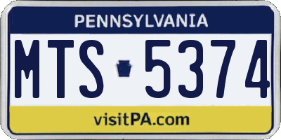 PA license plate MTS5374